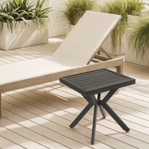 Mesa auxiliar quadrada para exterior - alumínio, resistente às intempéries, fácil de manter - castanho escuro Mesa auxiliar quadrada para exterior - alumínio, resistente às intempéries, fácil de manter - castanho escuro