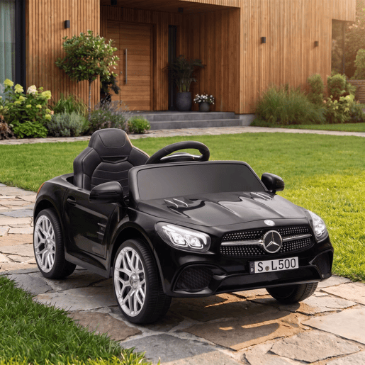 AIYAPLAY Carro Elétrico Infantil Mercedes-Benz SL500 12V com Comando 2,4 GHz, 2 Motores, Suspensão, Luzes, Música e Bluetooth, Preto
