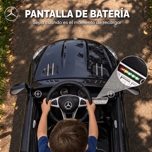 AIYAPLAY Carro Elétrico Infantil Mercedes-Benz SL500 12V com Comando 2,4 GHz, 2 Motores, Suspensão, Luzes, Música e Bluetooth, Preto