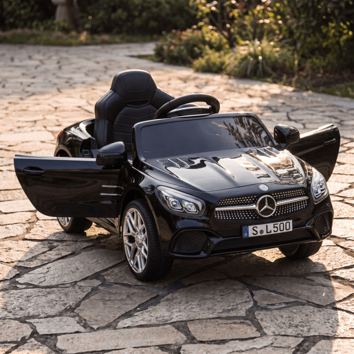 AIYAPLAY Carro Elétrico Infantil Mercedes-Benz SL500 12V com Comando 2,4 GHz, 2 Motores, Suspensão, Luzes, Música e Bluetooth, Preto