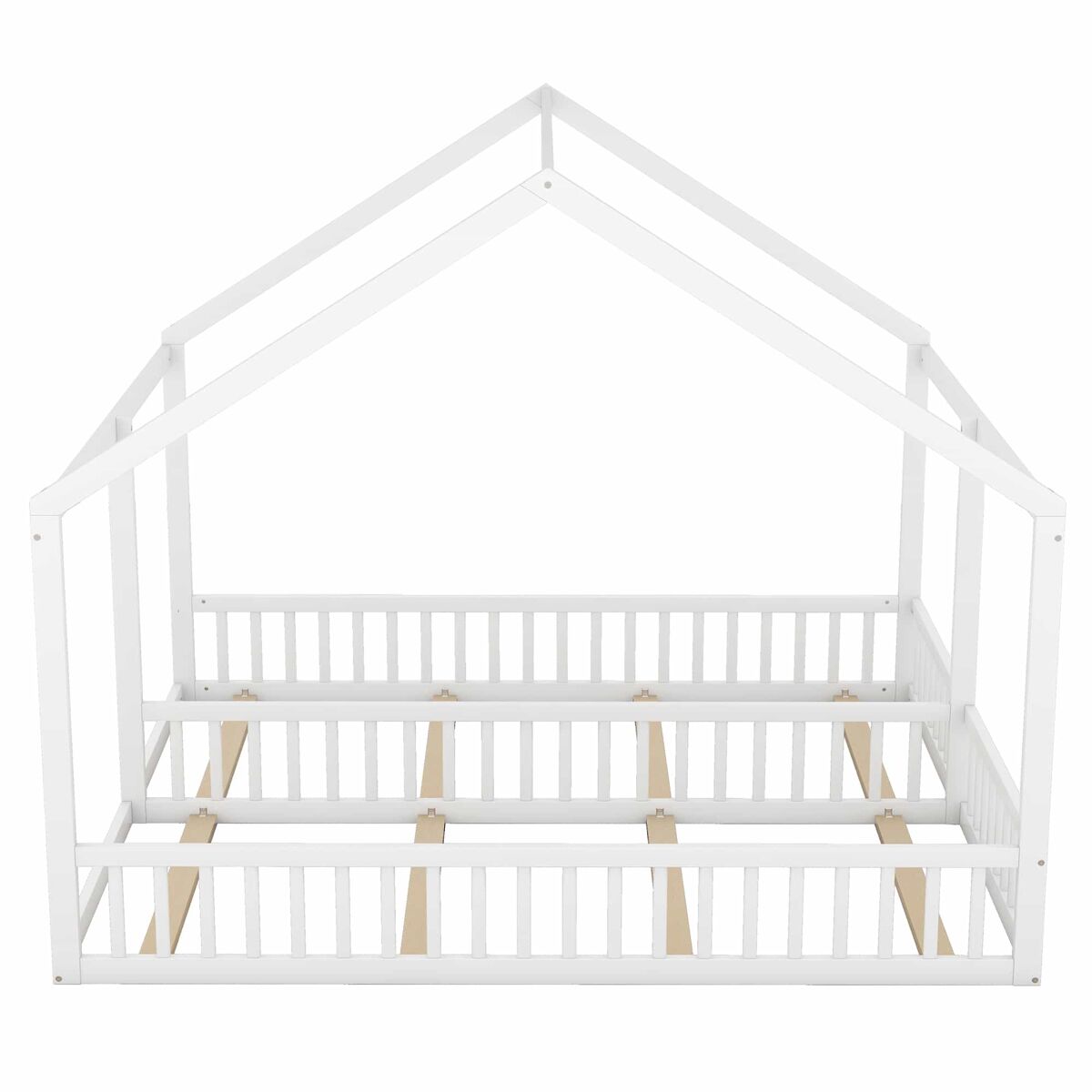 Cama individual 90 × 200 cm – diseño de casita 2 en 1 – blanco