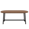 Mesa de jantar 180 x 80 x 75 cm u2014 cantos arredondados, estilo simples, pernas de ferro, para 6 a 8 pessoas u2014 cor de nogueira