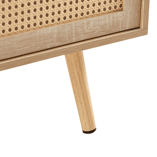 Mesa de centro em vime H40xL105xP55 cm - com portas de correr, pés em madeira maciça, estilo moderno - cor natural Mesa de centro em vime H40xL105xP55 cm - com portas de correr, pés em madeira maciça, estilo moderno - cor natural