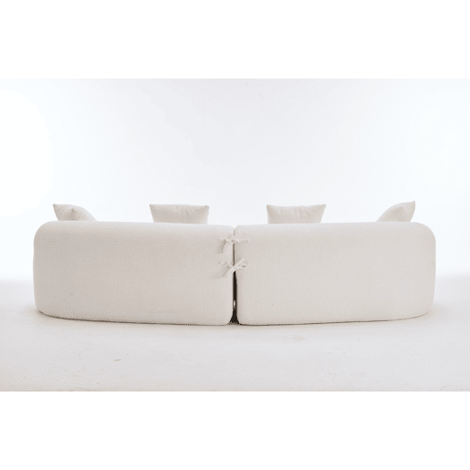 Sofá modular curvo de 4 lugares - Chenille moderno, confortável e elegante - Branco Sofá modular curvo de 4 lugares - Chenille moderno, confortável e elegante - Branco
