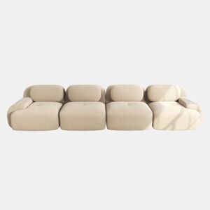 Sofá de 4 lugares - Veludo cotelê macio, almofadado 32D de alta elasticidade, ergonómico e adequado para animais de estimação - Bege