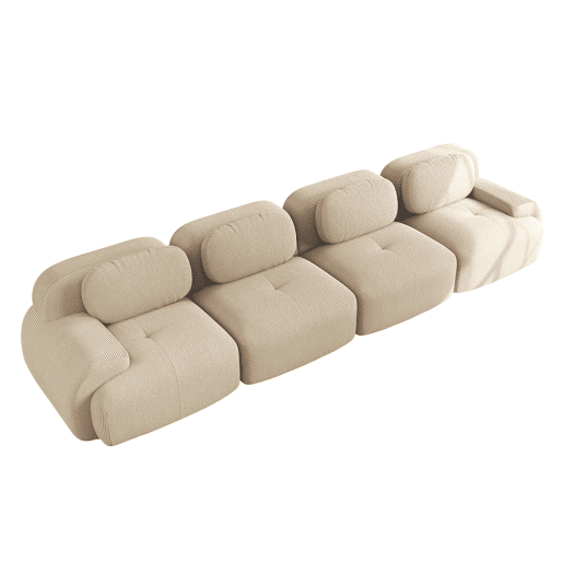 Sofá de 4 lugares - Veludo cotelê macio, almofadado 32D de alta elasticidade, ergonómico e adequado para animais de estimação - Bege Sofá de 4 lugares - Veludo cotelê macio, almofadado 32D de alta elasticidade, ergonómico e adequado para animais de estimação - Bege