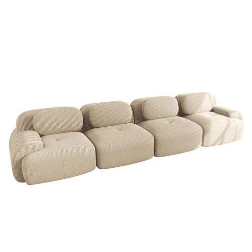 Sofá de 4 lugares - Veludo cotelê macio, almofadado 32D de alta elasticidade, ergonómico e adequado para animais de estimação - Bege Sofá de 4 lugares - Veludo cotelê macio, almofadado 32D de alta elasticidade, ergonómico e adequado para animais de estimação - Bege