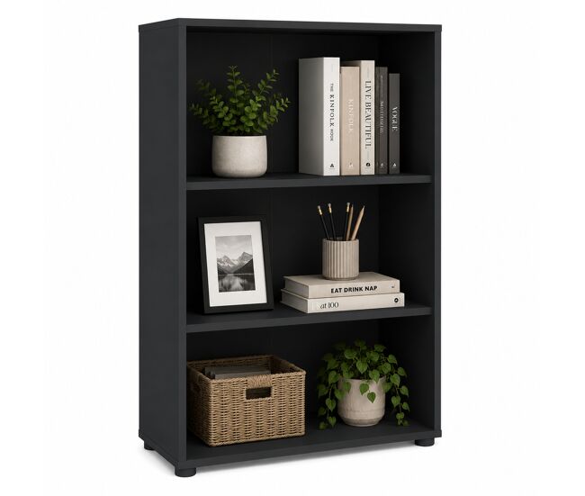 Librería baja pisuerga matt grey 80x35x124 cm / estantería baja para salón, despacho o dormitorio con diseño moderno
