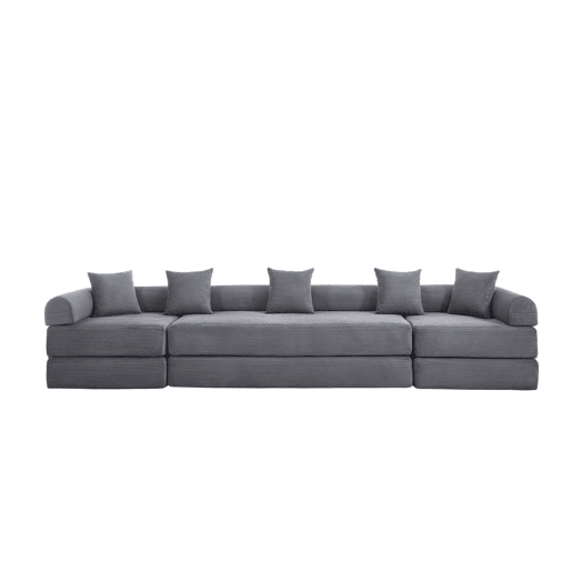 Sofá modular de 4 lugares - com arrumação, funcionalidade modular, adequado para animais de estimação - Cinza escuro