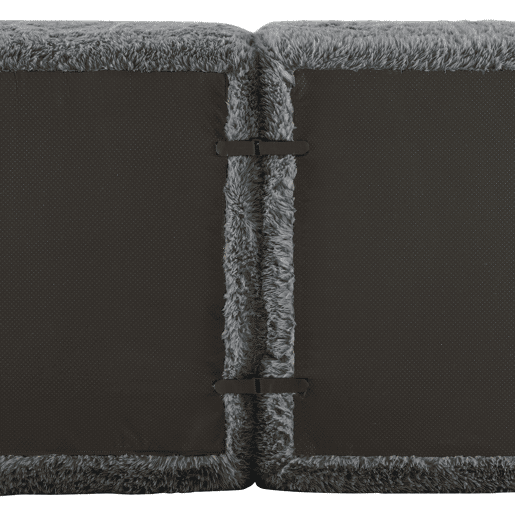 Sofá modular de 2 lugares - Tecido felpudo macio, cama modular com 2 pufes, sem montagem - Cinza