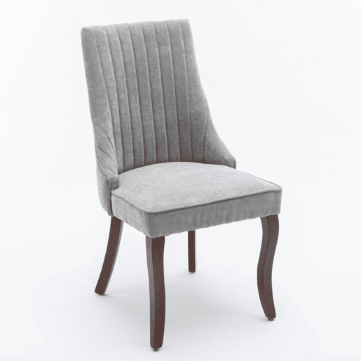 Cadeira de sala de jantar 2 unidades - Estofamento em linho cinza, pernas curvas em madeira, design confortável - Cinza Cadeira de sala de jantar 2 unidades - Estofamento em linho cinza, pernas curvas em madeira, design confortável - Cinza