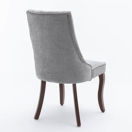 Cadeira de sala de jantar 2 unidades - Estofamento em linho cinza, pernas curvas em madeira, design confortável - Cinza Cadeira de sala de jantar 2 unidades - Estofamento em linho cinza, pernas curvas em madeira, design confortável - Cinza