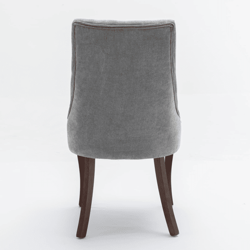 Cadeira de sala de jantar 2 unidades - Estofamento em linho cinza, pernas curvas em madeira, design confortável - Cinza Cadeira de sala de jantar 2 unidades - Estofamento em linho cinza, pernas curvas em madeira, design confortável - Cinza