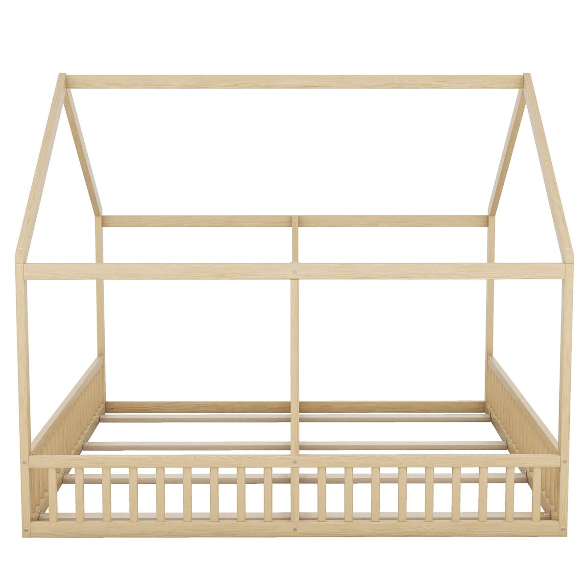 Cama individual 90 × 200 cm – diseño de casita 2 en 1 – natural