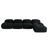 Sofá de canto para 4 pessoas - Espuma de alta elasticidade 32D, antiderrapante, com chaise longue, braços extra largos, combinável sem montagem - Preto