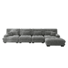 Sofá modular de 4 lugares - em forma de L, com otomano móvel e combinação DIY - Chenille cinzento