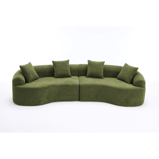 Sofá modular curvo em chenille de 4 lugares - moderno, confortável, economiza espaço, não requer montagem - verde
