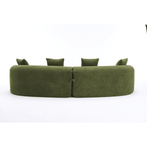 Sofá modular curvo em chenille de 4 lugares - moderno, confortável, economiza espaço, não requer montagem - verde