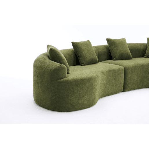 Sofá modular curvo em chenille de 4 lugares - moderno, confortável, economiza espaço, não requer montagem - verde