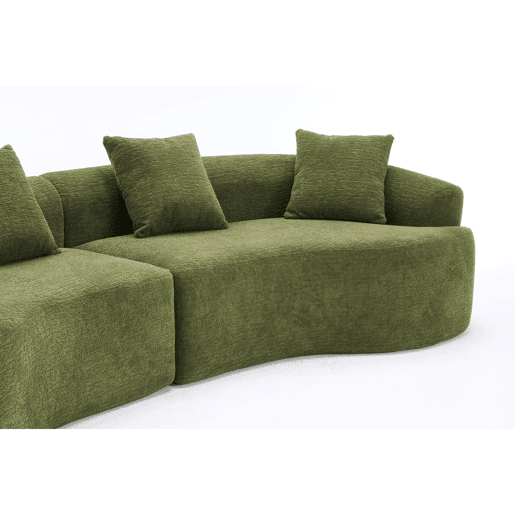Sofá modular curvo em chenille de 4 lugares - moderno, confortável, economiza espaço, não requer montagem - verde