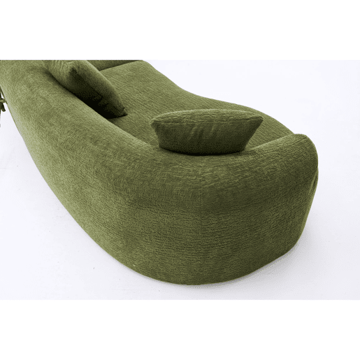 Sofá modular curvo em chenille de 4 lugares - moderno, confortável, economiza espaço, não requer montagem - verde