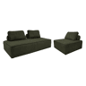 Sofá modular em tecido veludo canelado de 3 lugares - 180x90x78 cm