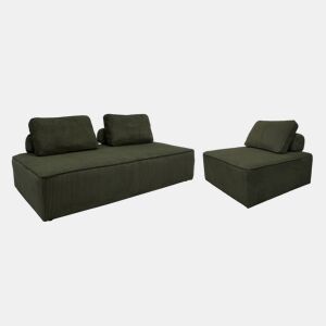 Sofá modular em tecido veludo canelado de 3 lugares - 180x90x78 cm