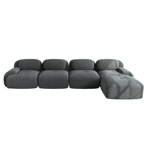 Sofá de canto de 4 lugares - 32D acolchoado de alta elasticidade, antiderrapante, com chaise longue, apoios de braços extra largos, combinável - Cinza