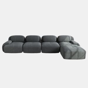 Sofá de canto de 4 lugares - 32D acolchoado de alta elasticidade, antiderrapante, com chaise longue, apoios de braços extra largos, combinável - Cinza