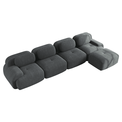 Sofá de canto de 4 lugares - 32D acolchoado de alta elasticidade, antiderrapante, com chaise longue, apoios de braços extra largos, combinável - Cinza
