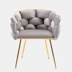 Poltrona de 58 x 59 x 75 cm u2014 design moderno com estrutura metálica, cadeira auxiliar de luxo para o quarto, sala de estar e sala de jantar u2014 cinzenta