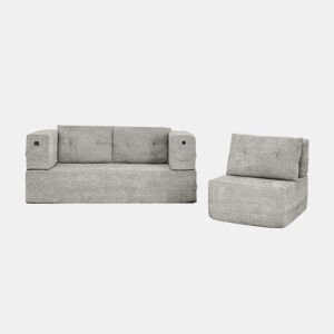 Sofá modular «Nube» de 3 lugares - sofá-cama dobrável e conversível, com bolsos laterais para telemóvel e comando, sofá de chão - Cinza claro