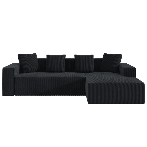 Sofá modular de 3 lugares - Cloud moderno com chaise longue, assentos profundos - Preto