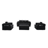 Sofá modular de 4 lugares - inclui pufe, estrutura metálica resistente, bolso lateral, 4 almofadas confortáveis - preto
