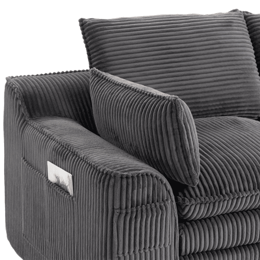 Sofá modular de 4 lugares - Inclui 2 pufes, almofadas e 2 bolsos laterais, espuma de 3 camadas + molas para recuperação rápida, combinável à vontade - Cinza escuro Sofá modular de 4 lugares - Inclui 2 pufes, almofadas e 2 bolsos laterais, espuma de 3 camadas + molas para recuperação rápida, combinável à vontade - Cinza escuro