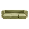 Sofá modular de 3 lugares - com 3 apoios para os pés, espuma de alta elasticidade, chenille, ideal para estúdios e escritórios - verde