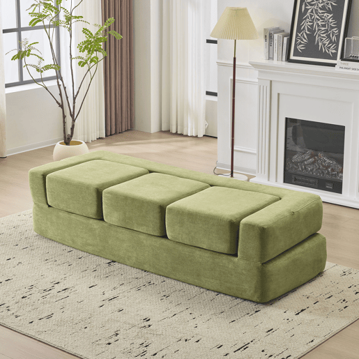 Sofá modular de 3 lugares - com 3 apoios para os pés, espuma de alta elasticidade, chenille, ideal para estúdios e escritórios - verde Sofá modular de 3 lugares - com 3 apoios para os pés, espuma de alta elasticidade, chenille, ideal para estúdios e escritórios - verde
