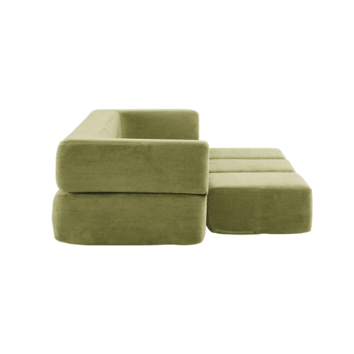 Sofá modular de 3 lugares - com 3 apoios para os pés, espuma de alta elasticidade, chenille, ideal para estúdios e escritórios - verde Sofá modular de 3 lugares - com 3 apoios para os pés, espuma de alta elasticidade, chenille, ideal para estúdios e escritórios - verde