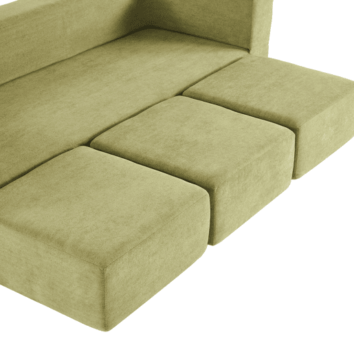 Sofá modular de 3 lugares - com 3 apoios para os pés, espuma de alta elasticidade, chenille, ideal para estúdios e escritórios - verde Sofá modular de 3 lugares - com 3 apoios para os pés, espuma de alta elasticidade, chenille, ideal para estúdios e escritórios - verde
