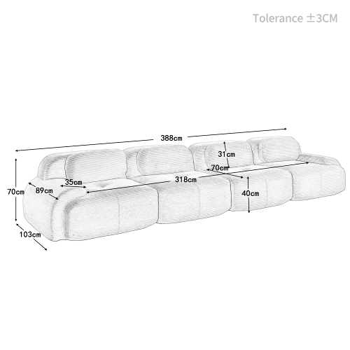 Sofá de 4 lugares - Veludo cotelê macio, acolchoado 32D altamente elástico, adequado para animais de estimação e ergonómico, embalado a vácuo - Cinza Sofá de 4 lugares - Veludo cotelê macio, acolchoado 32D altamente elástico, adequado para animais de estimação e ergonómico, embalado a vácuo - Cinza