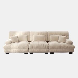 Sofá modular de 3 lugares - Sofá-cama com assento profundo, chenille, confortável para sala de estar, apartamento, escritório - Café claro