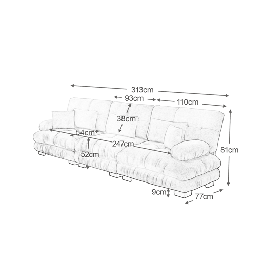 Sofá modular de 3 lugares - Sofá-cama com assento profundo, chenille, confortável para sala de estar, apartamento, escritório - Café claro Sofá modular de 3 lugares - Sofá-cama com assento profundo, chenille, confortável para sala de estar, apartamento, escritório - Café claro