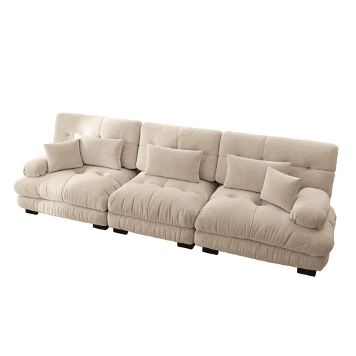 Sofá modular de 3 lugares - Sofá-cama com assento profundo, chenille, confortável para sala de estar, apartamento, escritório - Café claro Sofá modular de 3 lugares - Sofá-cama com assento profundo, chenille, confortável para sala de estar, apartamento, escritório - Café claro