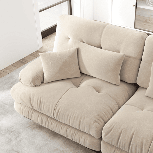 Sofá modular de 3 lugares - Sofá-cama com assento profundo, chenille, confortável para sala de estar, apartamento, escritório - Café claro Sofá modular de 3 lugares - Sofá-cama com assento profundo, chenille, confortável para sala de estar, apartamento, escritório - Café claro