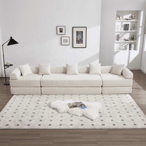 Sofá modular de 4 lugares - com arrumação, função modular, adequado para animais de estimação - Bege Sofá modular de 4 lugares - com arrumação, função modular, adequado para animais de estimação - Bege