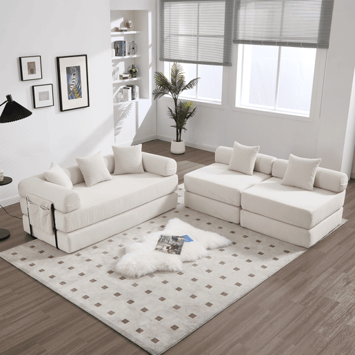 Sofá modular de 4 lugares - com arrumação, função modular, adequado para animais de estimação - Bege Sofá modular de 4 lugares - com arrumação, função modular, adequado para animais de estimação - Bege