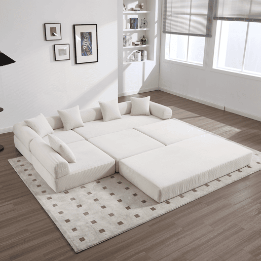 Sofá modular de 4 lugares - com arrumação, função modular, adequado para animais de estimação - Bege Sofá modular de 4 lugares - com arrumação, função modular, adequado para animais de estimação - Bege