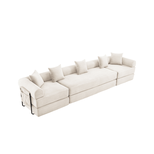 Sofá modular de 4 lugares - com arrumação, função modular, adequado para animais de estimação - Bege Sofá modular de 4 lugares - com arrumação, função modular, adequado para animais de estimação - Bege