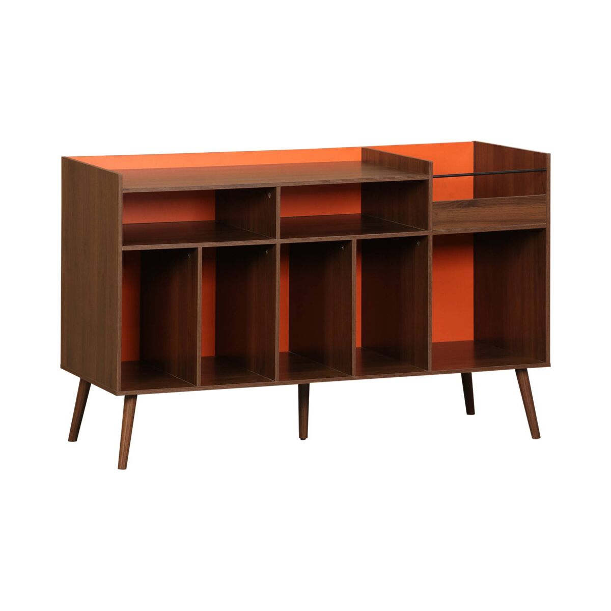 Muebles de vinilo vintage bicolor con decoración de madera oscura, 130cm, nepal, naranja, 130x50x80 cm