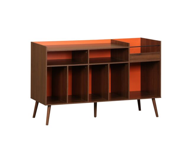 Muebles de vinilo vintage bicolor con decoración de madera oscura, 130cm, nepal, naranja, 130x50x80 cm